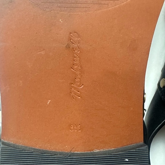 Madewell Tuley Crossover Sandal Black Leather Gold Studs Slingback - Picture 6 of 9